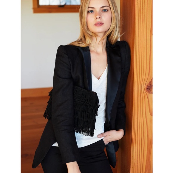 New Emerson Fry Black Fringe Clutch